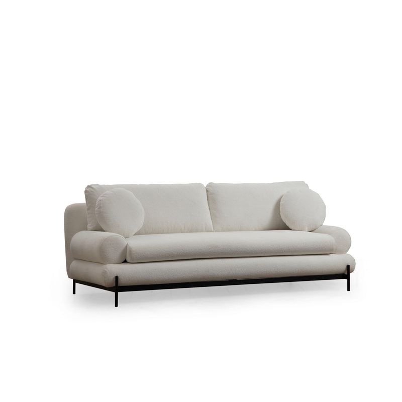 Casa si Gradina - Mobilier - Canapele si coltare - Canapele - Canapea 3 locuri, Hanah Home, lemn fag si pal, alb, 230x85x92 cm - Infinity.ro