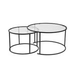 Casa si Gradina - Mobilier - Mese si birouri - Masute de cafea - Set masute de cafea, Hanah Home, sticla securizata si metal, negru si transparent, 80x43x80 cm si 60x39x60 cm - Infinity.ro