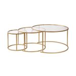 Casa si Gradina - Mobilier - Mese si birouri - Masute de cafea - Set masute de cafea, Hanah Home, sticla securizata, metal, auriu, transparent, 80x80x43 cm, 60x60x39 cm, 42x42x35 cm - Infinity.ro