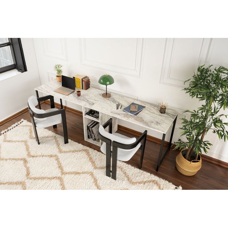 Casa si Gradina - Mobilier - Mese si birouri - Birouri - Birou dublu, Hanah Home, pal melaminat, frezie si negru, 240x60x74 cm - Infinity.ro