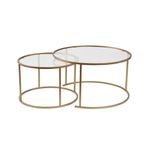 Casa si Gradina - Mobilier - Mese si birouri - Masute de cafea - Set masute de cafea, Hanah Home, sticla securizata, metal, auriu, transparent, 80x80x43 cm si 60x60x39 cm - Infinity.ro