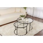 Casa si Gradina - Mobilier - Mese si birouri - Masute de cafea - Set masute de cafea, Hanah Home, sticla securizata si metal, negru si transparent, 80x43x80 cm si 60x39x60 cm - Infinity.ro