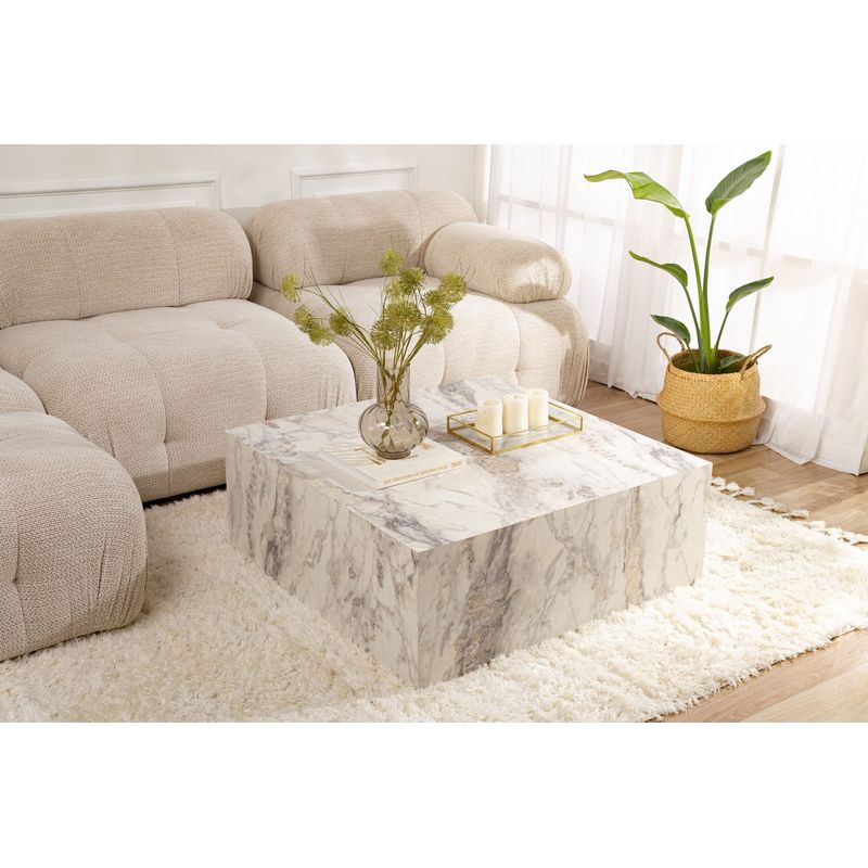 Casa si Gradina - Mobilier - Mese si birouri - Masute de cafea - Masuta de cafea, Hanah Home, mdf, marmura freesia, 90x35x90 cm - Infinity.ro