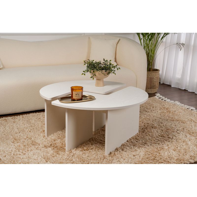 Casa si Gradina - Mobilier - Mese si birouri - Masute de cafea - Masa de cafea, Hanah Home, pal melaminat, wood white, 90x41 cm - Infinity.ro