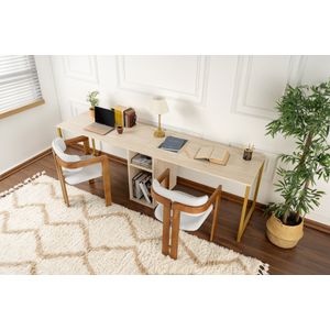 Birou de studiu, Hanah Home, pal melaminat, travertin auriu, 240x60x74 cm