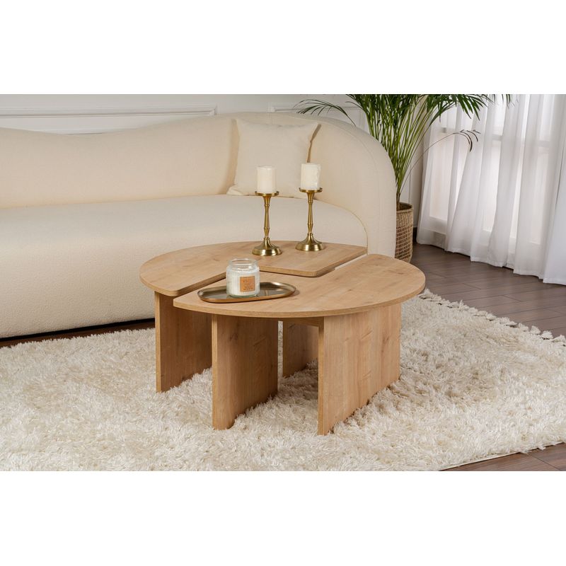 Casa si Gradina - Mobilier - Mese si birouri - Masute de cafea - Masuta de cafea, Hanah Home, pal melaminat, stejar, 90x41 cm - Infinity.ro