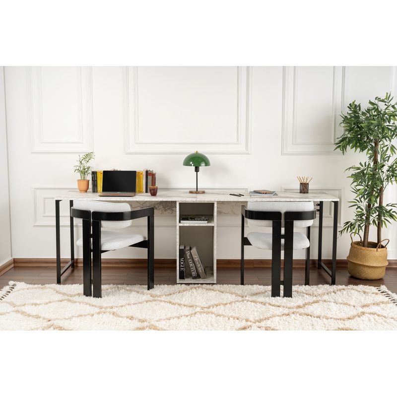 Casa si Gradina - Mobilier - Mese si birouri - Birouri - Birou dublu, Hanah Home, pal melaminat, frezie si negru, 240x60x74 cm - Infinity.ro