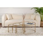 Casa si Gradina - Mobilier - Mese si birouri - Masute de cafea - Set masute de cafea, Hanah Home, sticla securizata, metal, auriu, transparent, 80x80x43 cm, 60x60x39 cm, 42x42x35 cm - Infinity.ro