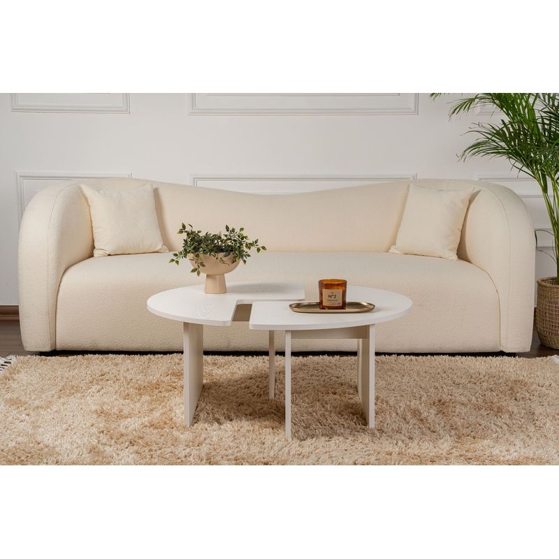 Casa si Gradina - Mobilier - Mese si birouri - Masute de cafea - Masa de cafea, Hanah Home, pal melaminat, wood white, 90x41 cm - Infinity.ro