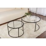 Casa si Gradina - Mobilier - Mese si birouri - Masute de cafea - Set masute de cafea, Hanah Home, sticla securizata si metal, negru si transparent, 80x43x80 cm si 60x39x60 cm - Infinity.ro
