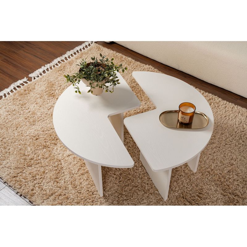 Casa si Gradina - Mobilier - Mese si birouri - Masute de cafea - Masa de cafea, Hanah Home, pal melaminat, wood white, 90x41 cm - Infinity.ro