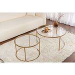 Casa si Gradina - Mobilier - Mese si birouri - Masute de cafea - Set masute de cafea, Hanah Home, sticla securizata, metal, auriu, transparent, 80x80x43 cm si 60x60x39 cm - Infinity.ro