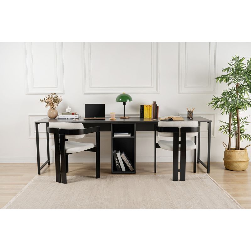 Casa si Gradina - Mobilier - Mese si birouri - Birouri - Birou de studiu, Hanah Home, pal melaminat, antracit si negru, 240x60x74 cm - Infinity.ro