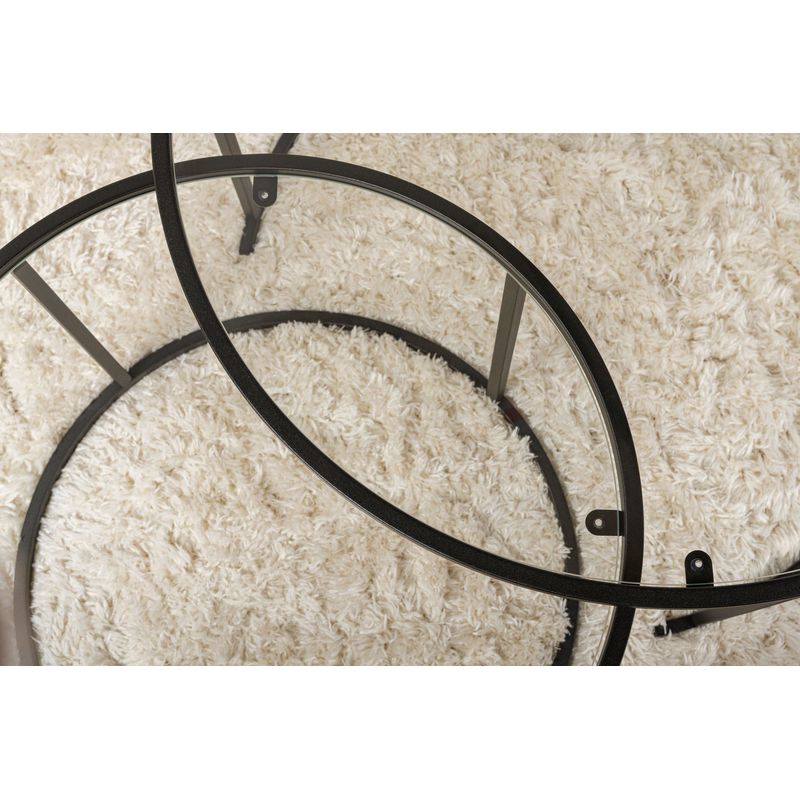 Casa si Gradina - Mobilier - Mese si birouri - Masute de cafea - Set masute de cafea, Hanah Home, sticla securizata si metal, negru si transparent, 80x43x80 cm si 60x39x60 cm - Infinity.ro