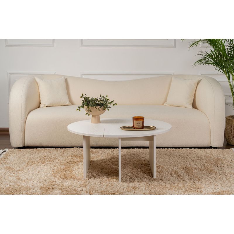 Casa si Gradina - Mobilier - Mese si birouri - Masute de cafea - Masa de cafea, Hanah Home, pal melaminat, wood white, 90x41 cm - Infinity.ro