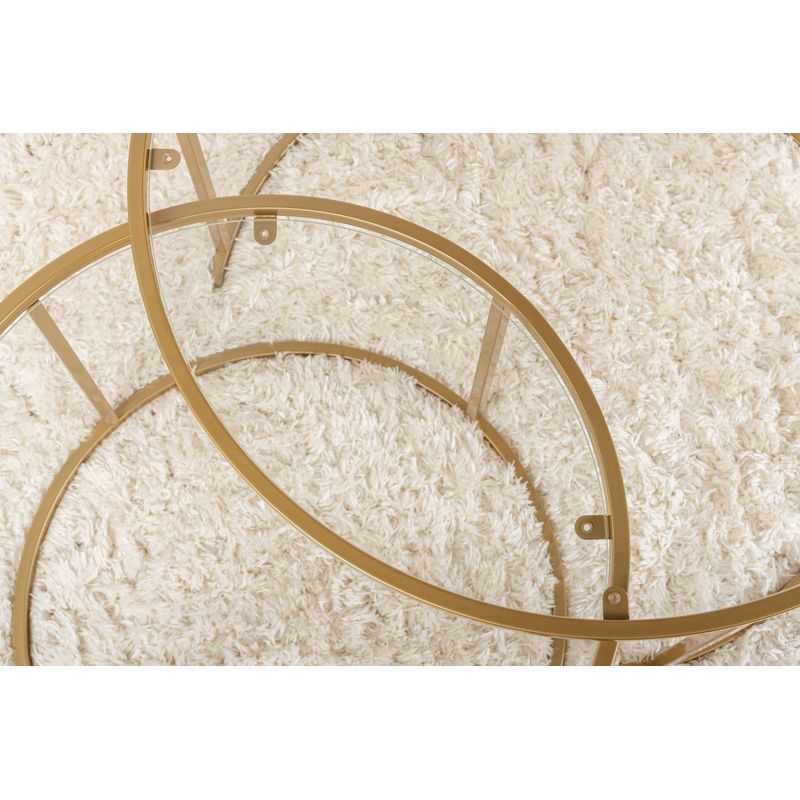 Casa si Gradina - Mobilier - Mese si birouri - Masute de cafea - Set masute de cafea, Hanah Home, sticla securizata, metal, auriu, transparent, 80x80x43 cm si 60x60x39 cm - Infinity.ro