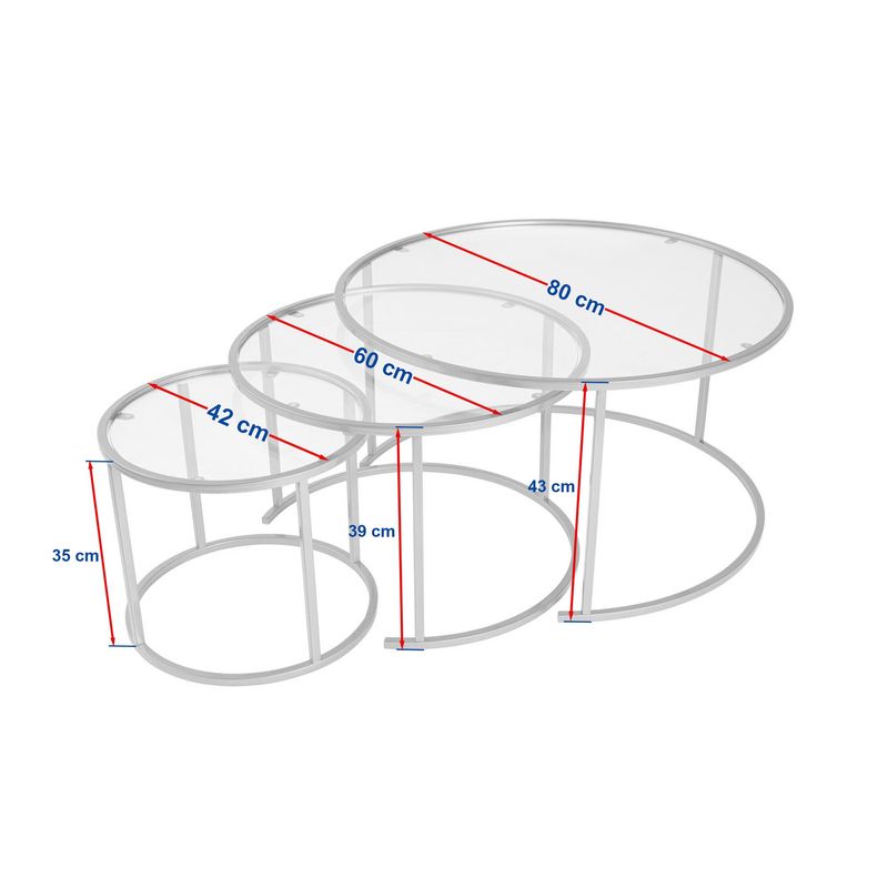 Casa si Gradina - Mobilier - Mese si birouri - Masute de cafea - Set masute de cafea, Hanah Home, sticla securizata, metal, auriu, transparent, 80x80x43 cm, 60x60x39 cm, 42x42x35 cm - Infinity.ro