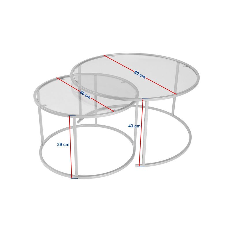 Casa si Gradina - Mobilier - Mese si birouri - Masute de cafea - Set masute de cafea, Hanah Home, sticla securizata, metal, auriu, transparent, 80x80x43 cm si 60x60x39 cm - Infinity.ro