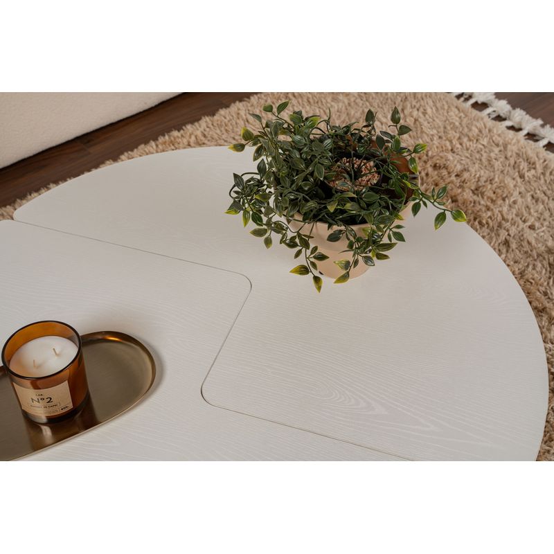 Casa si Gradina - Mobilier - Mese si birouri - Masute de cafea - Masa de cafea, Hanah Home, pal melaminat, wood white, 90x41 cm - Infinity.ro