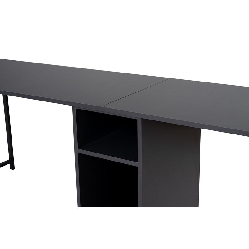 Casa si Gradina - Mobilier - Mese si birouri - Birouri - Birou de studiu, Hanah Home, pal melaminat, antracit si negru, 240x60x74 cm - Infinity.ro