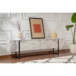 Casa si Gradina - Mobilier - Comode si corpuri - Console - Comoda tv, Hanah Home, panou de particule melaminat, marmura freesia si negru, 180x45x30 cm - Infinity.ro