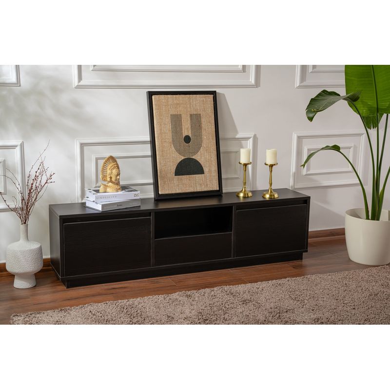 Casa si Gradina - Mobilier - Comode si corpuri - Console - Comoda tv, Hanah Home, pal melaminat, lemn negru, 160x42x29.5 cm - Infinity.ro