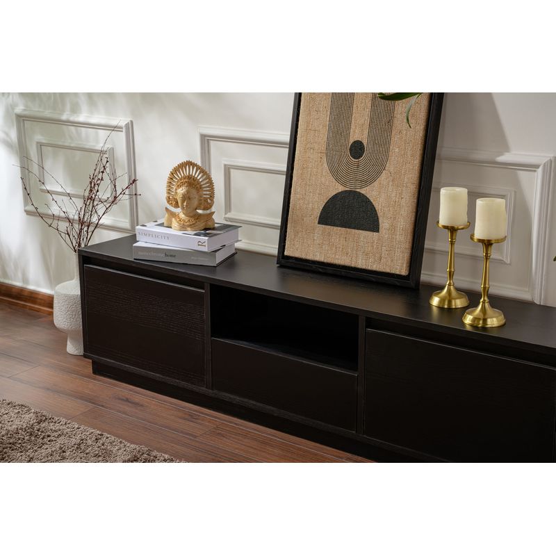 Casa si Gradina - Mobilier - Comode si corpuri - Console - Comoda tv, Hanah Home, pal melaminat, lemn negru, 160x42x29.5 cm - Infinity.ro