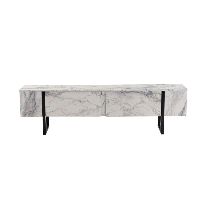 Casa si Gradina - Mobilier - Comode si corpuri - Console - Comoda tv, Hanah Home, panou de particule melaminat, marmura freesia si negru, 180x45x30 cm - Infinity.ro