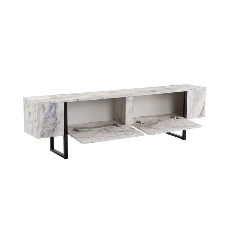 Casa si Gradina - Mobilier - Comode si corpuri - Console - Comoda tv, Hanah Home, panou de particule melaminat, marmura freesia si negru, 180x45x30 cm - Infinity.ro