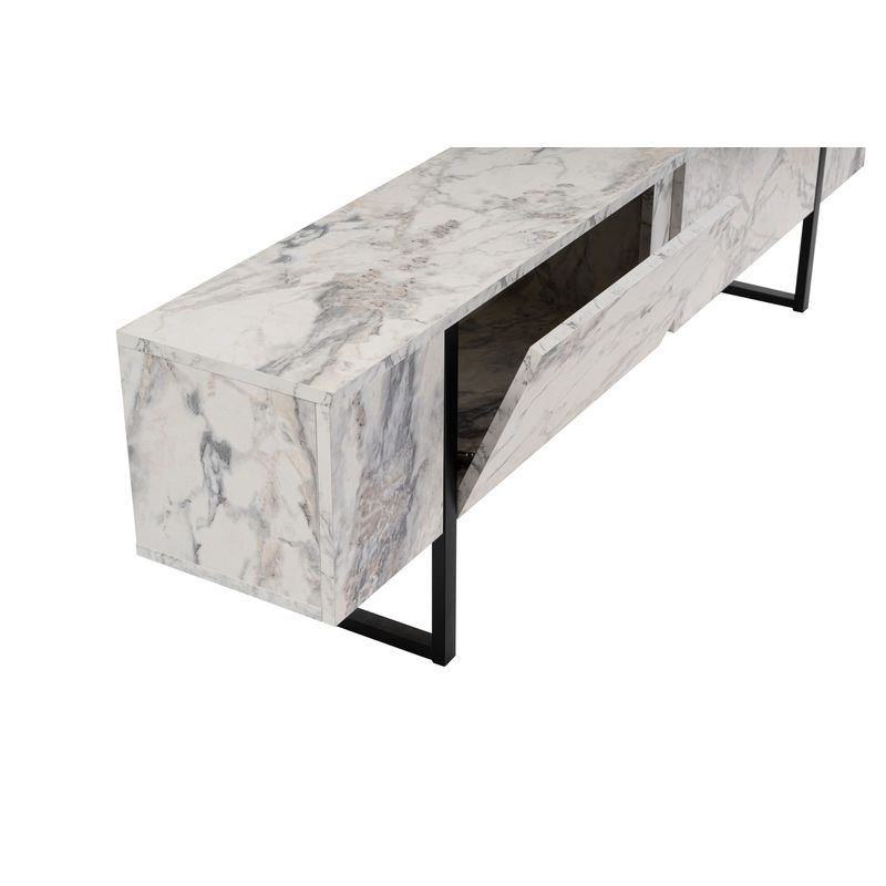 Casa si Gradina - Mobilier - Comode si corpuri - Console - Comoda tv, Hanah Home, panou de particule melaminat, marmura freesia si negru, 180x45x30 cm - Infinity.ro