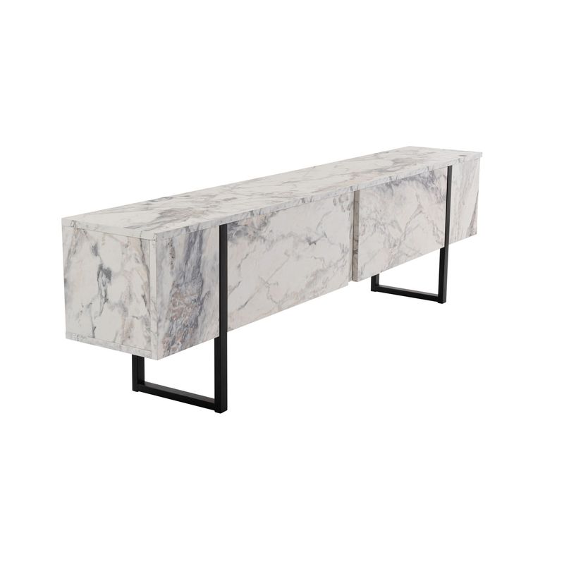 Casa si Gradina - Mobilier - Comode si corpuri - Console - Comoda tv, Hanah Home, panou de particule melaminat, marmura freesia si negru, 180x45x30 cm - Infinity.ro