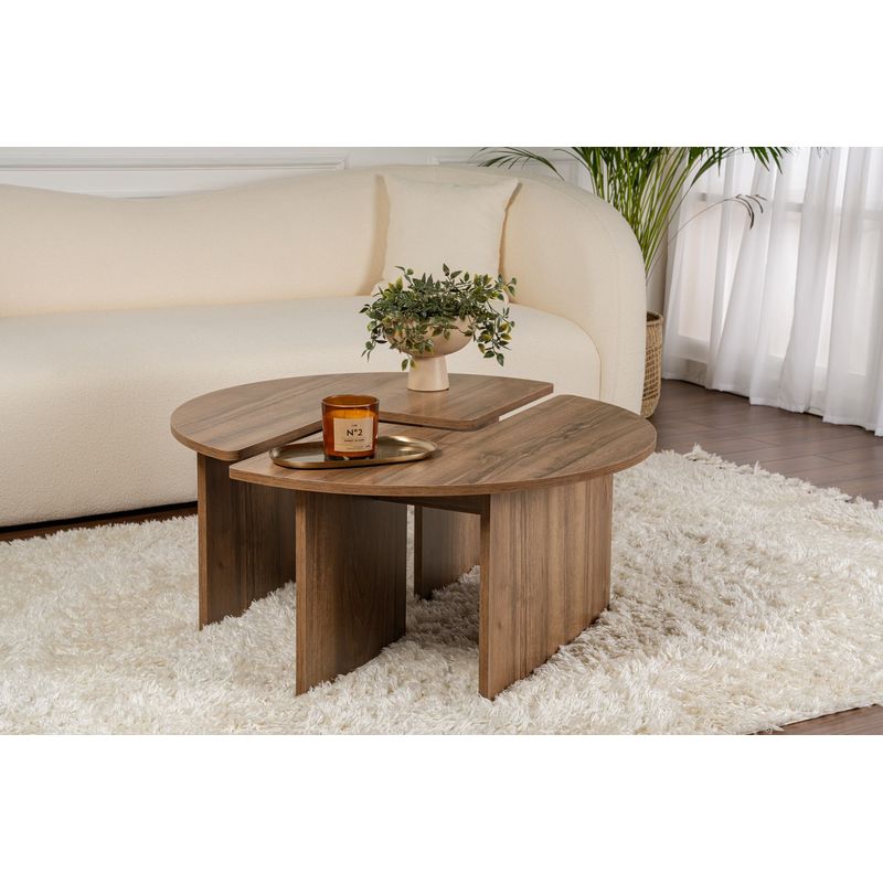 Casa si Gradina - Mobilier - Mese si birouri - Masute de cafea - Masa de cafea, Hanah Home, placa de particule melaminata, nuc, 90x41 cm - Infinity.ro