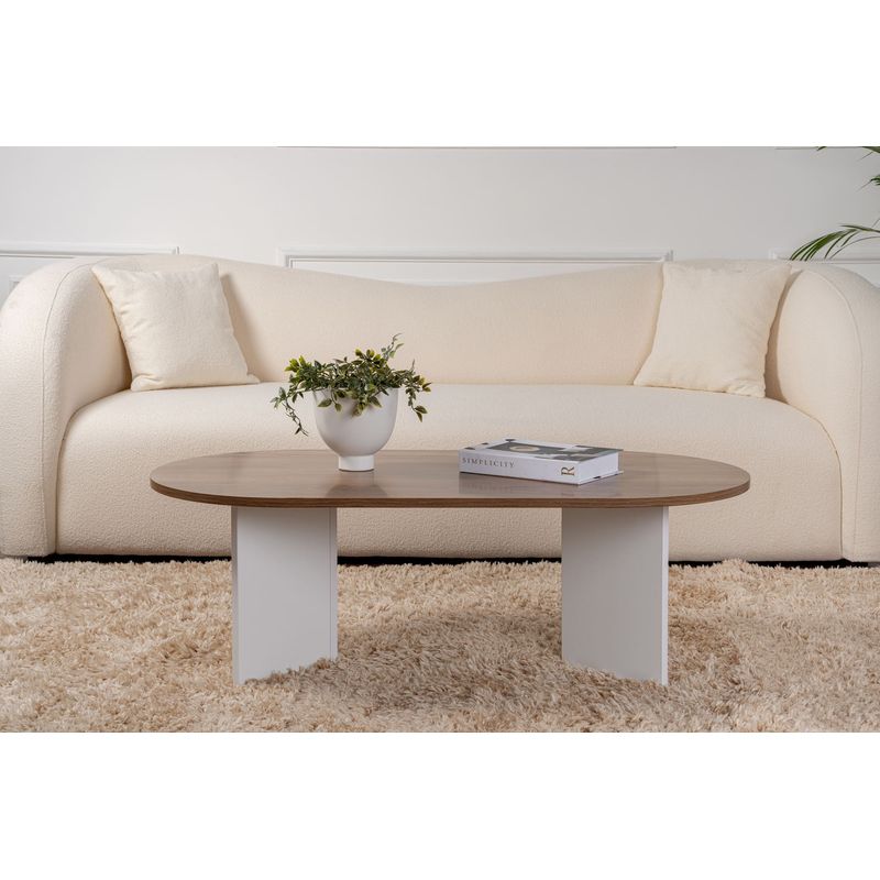 Casa si Gradina - Mobilier - Mese si birouri - Masute de cafea - Masuta de cafea, Hanah Home, pal melaminat, nuc si alb, 119x60x40 cm - Infinity.ro