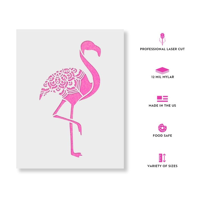 Casa si Gradina - Decoratiuni - DIY - Sabloane decorative pereti - Sablon Perete vopsire, tencuiala 0.7mm Flamingo model MXSP7395, 200 x 200 mm - Infinity.ro
