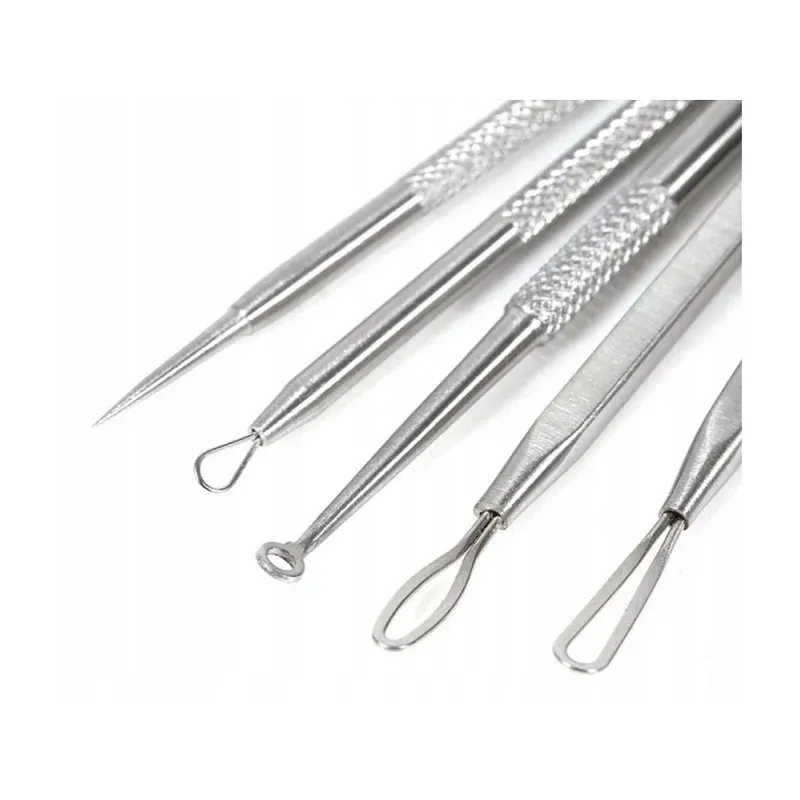 Ingrijire personala si Cosmetice - Aparate & accesorii ingrijire personala - Aparate cosmetice - Aparate intretinere si ingrijire corporala - Set 5 instrumente pentru extractia punctelor negre, Gonga® Argintiu - Infinity.ro