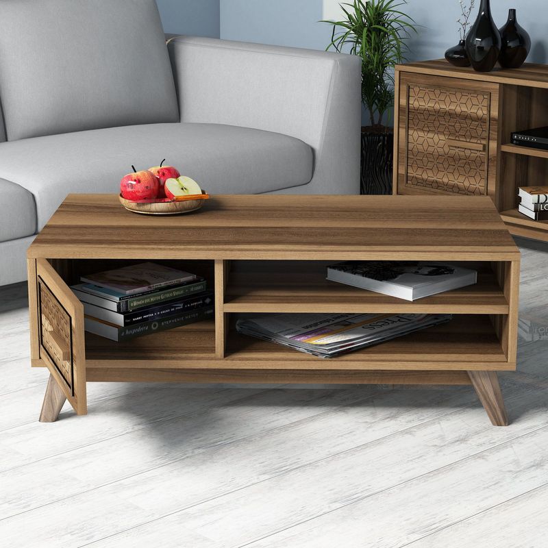 Casa si Gradina - Mobilier - Seturi de mobilier - Seturi living - Set mobilier living, Hanah Home, PAL melaminat, nuc, 845HCT5237 - Infinity.ro