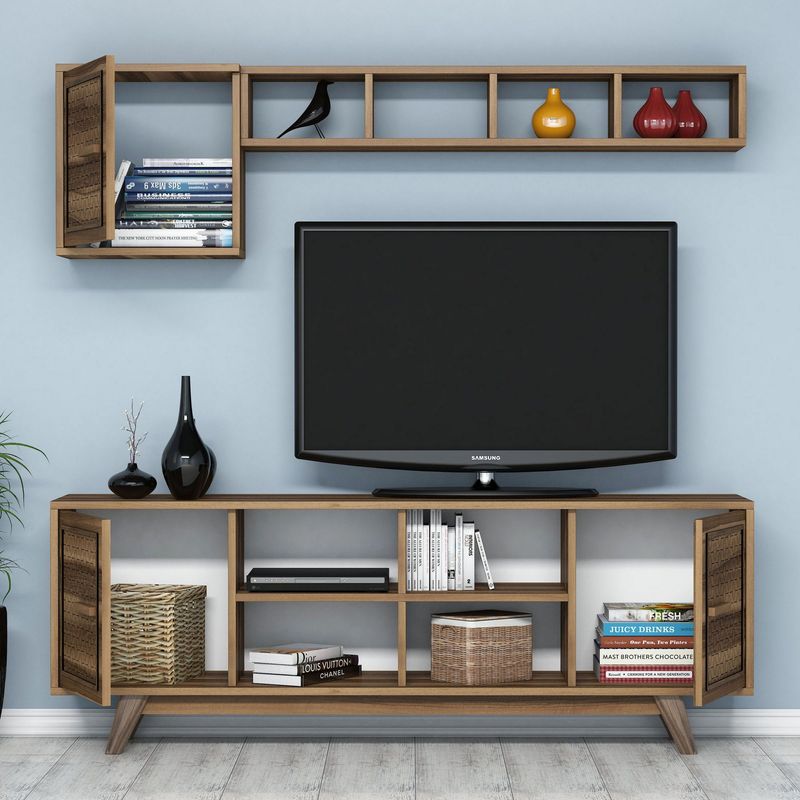 Casa si Gradina - Mobilier - Seturi de mobilier - Seturi living - Set mobilier living, Hanah Home, PAL melaminat, nuc, 845HCT5237 - Infinity.ro