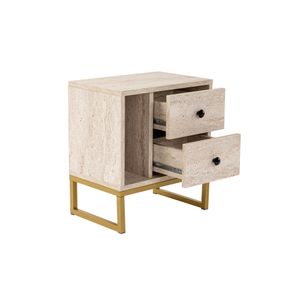Noptiera, Hanah Home, panou de particule melaminat, travertin si auriu, 45.2x29.5x50 cm