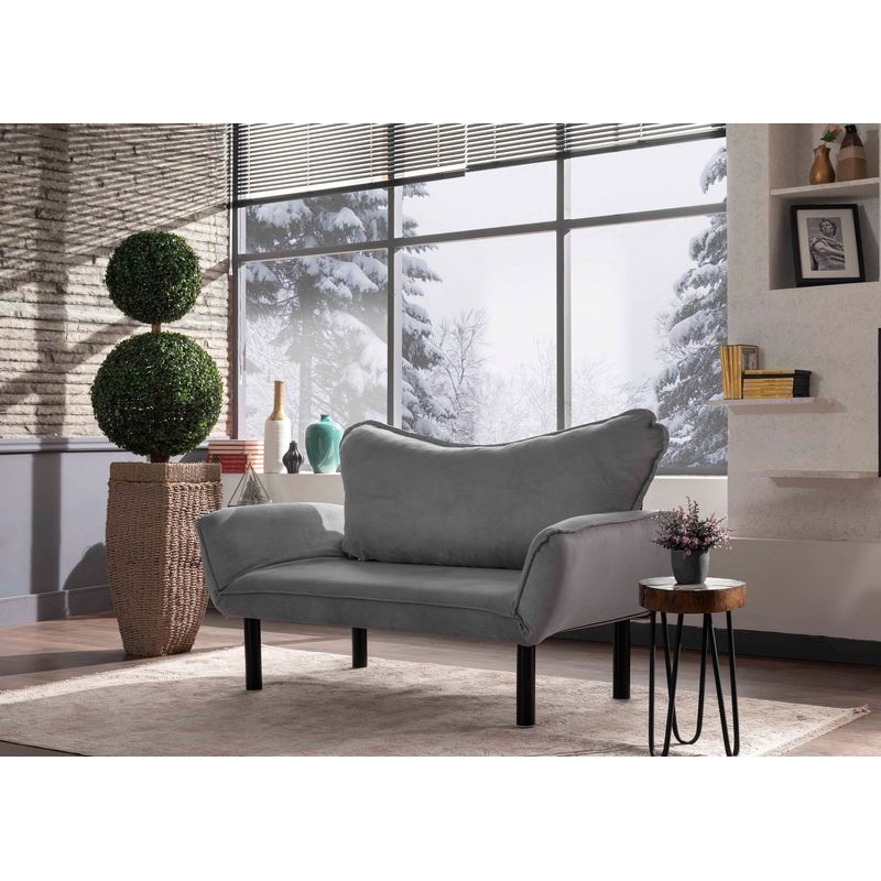 Casa si Gradina - Mobilier - Canapele si coltare - Canapele - Canapea extensibila 2 locuri, Hanah Home, metal si poliester, gri, 150x75x70 cm - Infinity.ro