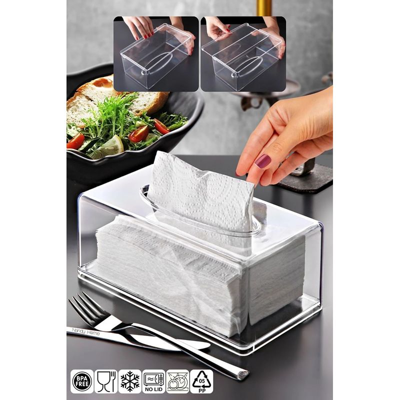 Market - Curatenie si intretinere casa - Produse bucatarie - Prosoape de hartie si servetele - Suport servetele, Hermia, plastic, transparent, 21x12x9 cm - Infinity.ro