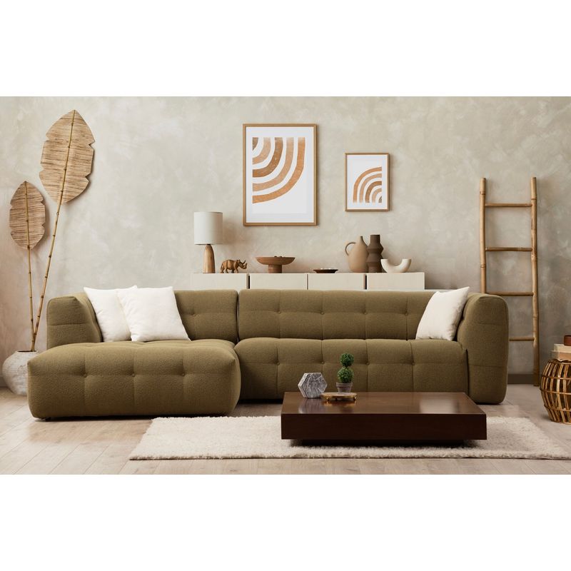 Casa si Gradina - Mobilier - Canapele si coltare - Coltare - Coltar, Hanah Home, lemn de fag si pal, kaki, 300x150x100 cm - Infinity.ro