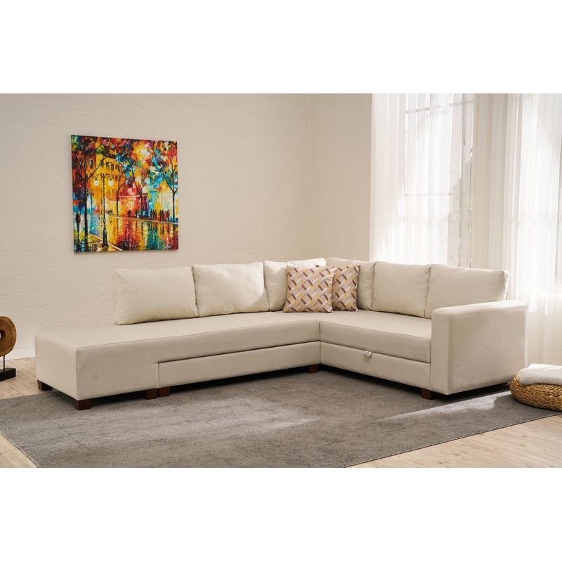 Casa si Gradina - Mobilier - Canapele si coltare - Coltare - Coltar extensibil, Atelier Del Sofa, bumbac poliester, crem, 280x210x83 cm - Infinity.ro