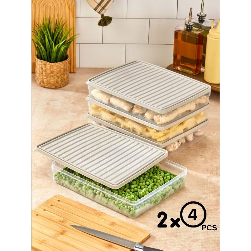 Casa si Gradina - Bucatarie si vesela - Organizare si depozitare bucatarie - Cutii alimentare - Set cutii depozitare, Hermia, plastic, crem, 27,5x5x22,5 cm, 8 piese - Infinity.ro