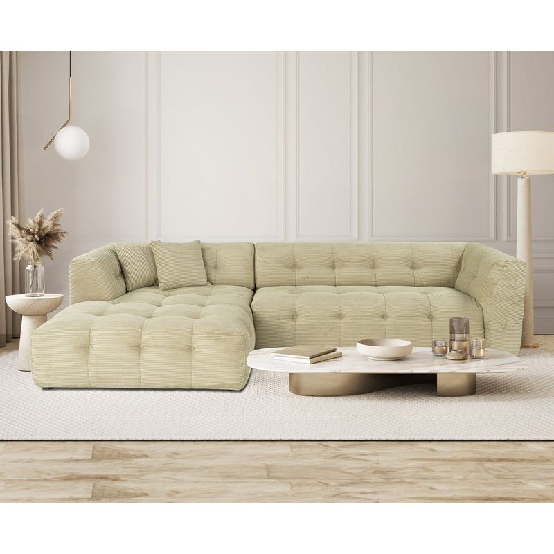 Casa si Gradina - Mobilier - Canapele si coltare - Coltare - Coltar, Hanah Home, lemn fag si pal, verde, 300x150x100 cm - Infinity.ro