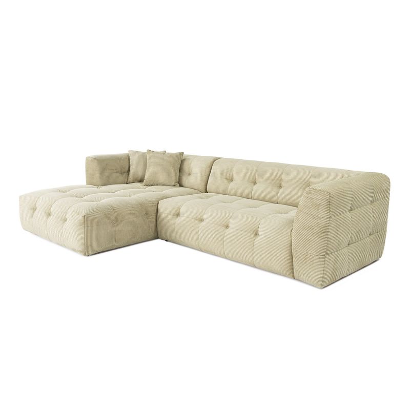 Casa si Gradina - Mobilier - Canapele si coltare - Coltare - Coltar, Hanah Home, lemn fag si pal, verde, 300x150x100 cm - Infinity.ro