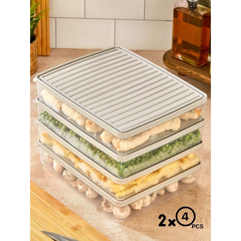Casa si Gradina - Bucatarie si vesela - Organizare si depozitare bucatarie - Cutii alimentare - Set cutii depozitare, Hermia, plastic, crem, 27,5x5x22,5 cm, 8 piese - Infinity.ro