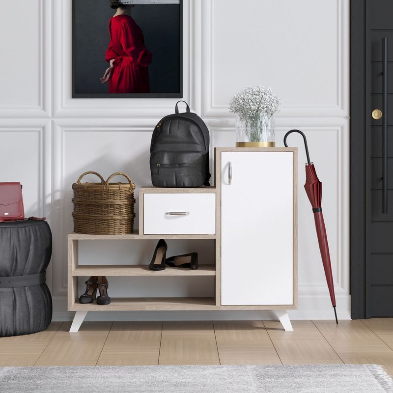 Casa si Gradina - Mobilier - Dulapuri si sifoniere - Dulapuri pantofi - Dulap pantofi, Hanah Home, pal melaminat, pin atlantic alb, 90x33x77 cm - Infinity.ro