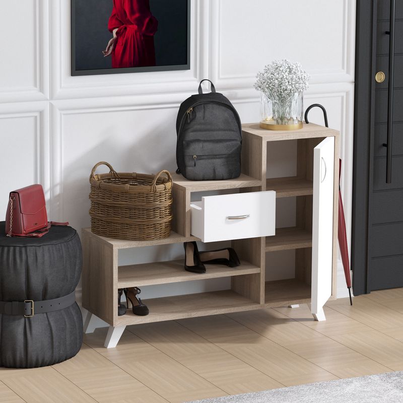 Casa si Gradina - Mobilier - Dulapuri si sifoniere - Dulapuri pantofi - Dulap pantofi, Hanah Home, pal melaminat, pin atlantic alb, 90x33x77 cm - Infinity.ro