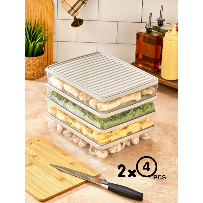 Casa si Gradina - Bucatarie si vesela - Organizare si depozitare bucatarie - Cutii alimentare - Set cutii depozitare, Hermia, plastic, crem, 27,5x5x22,5 cm, 8 piese - Infinity.ro