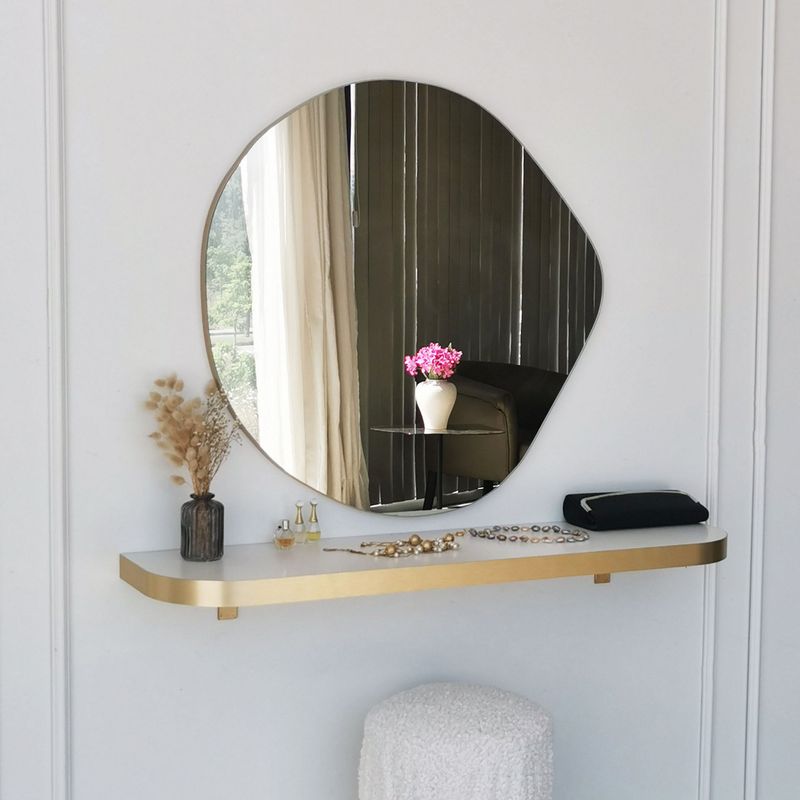 Casa si Gradina - Decoratiuni - Oglinzi - Oglinda, Hanah Home, panou din particule acoperit cu melamina, auriu, 70x67 cm - Infinity.ro